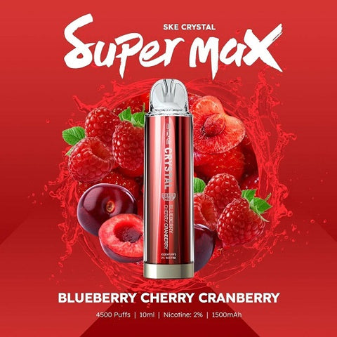 blueberry cherry cranberry ske crystal super max 4500 puffs disposable vape