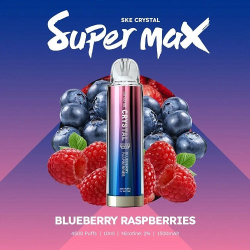 blueberry raspberry ske crystal super max 4500 puffs disposable vape
