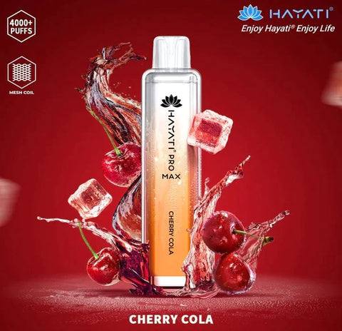 cherry cola hayati pro max 4000 puffs disposable vape