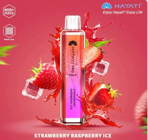 strawberry raspberry ice hayati pro max 4000 puffs disposable vape