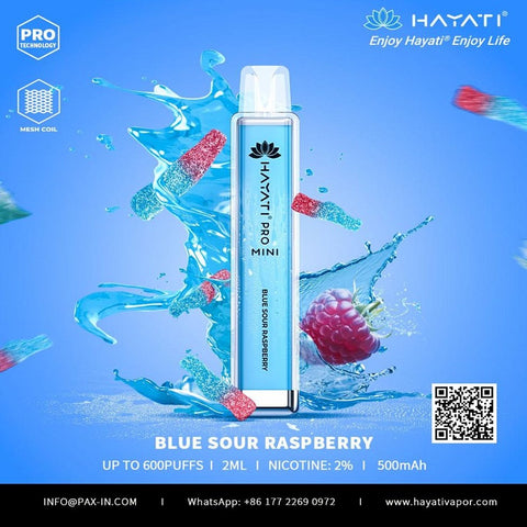 blue sour raspberry hayati pro mini 600 puffs disposable vape