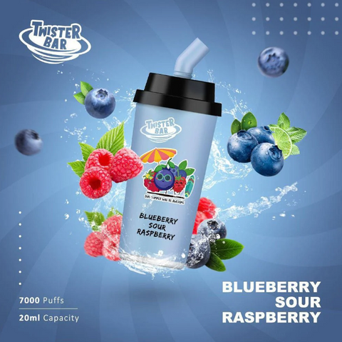 blueberry sour raspberry twister bar 7000 puffs disposable vape