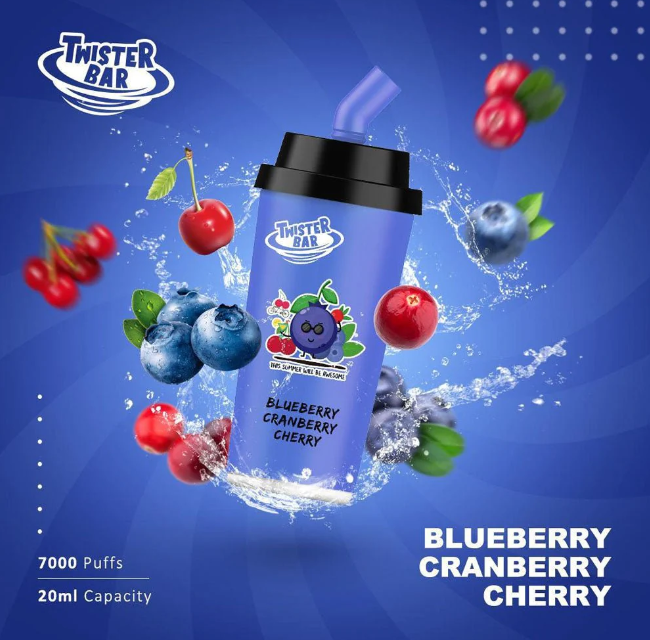 blueberry cranberry cherry twister bar 7000 puffs disposable vape