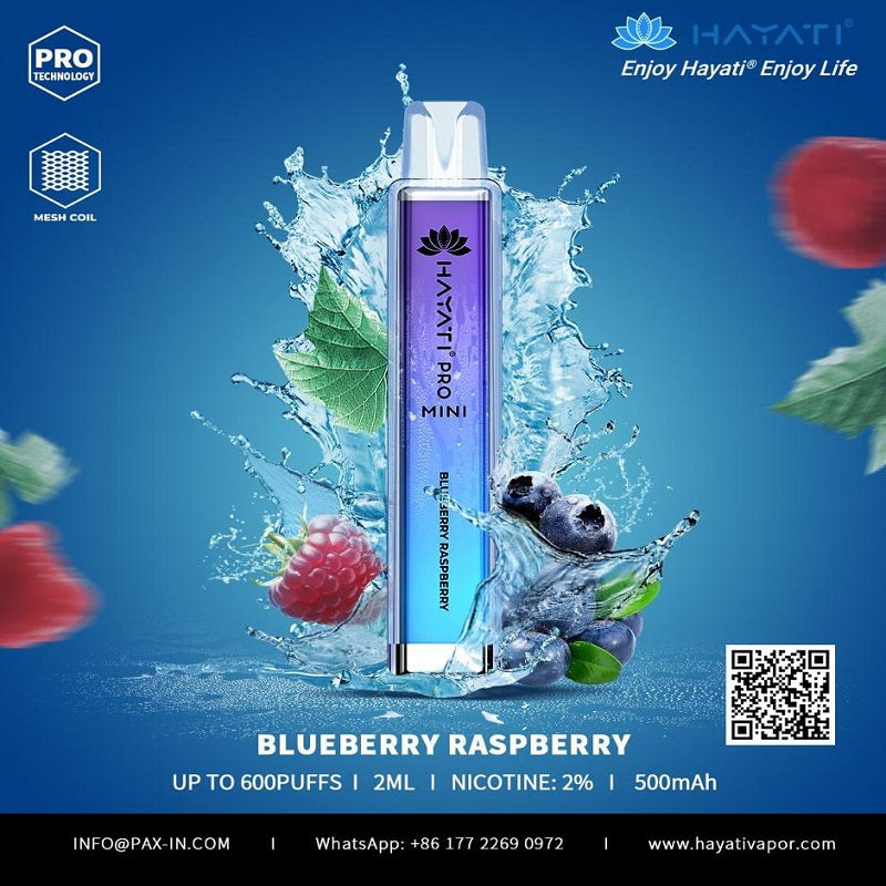 blueberry raspberry hayati pro mini 600 puffs disposable vape