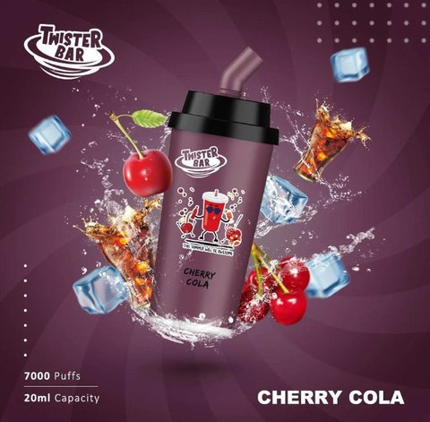 cherry cola twister bar 7000 puffs disposable vape