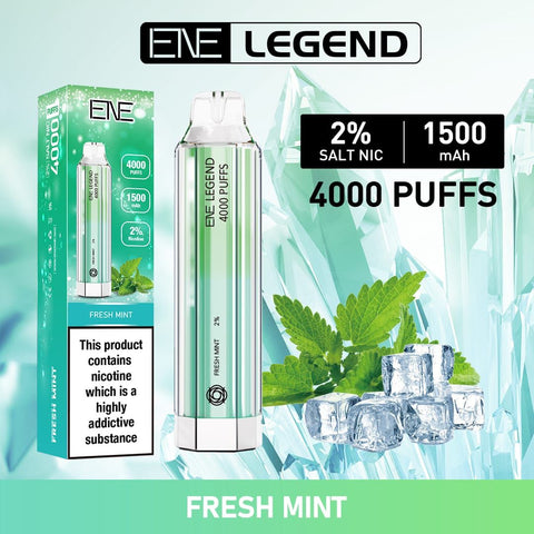 fresh mint elux ene legend 4000 disposable vape puffs