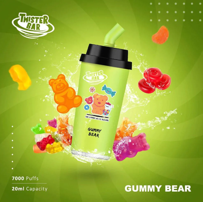 gummy bear twister bar 7000 puffs disposable vape