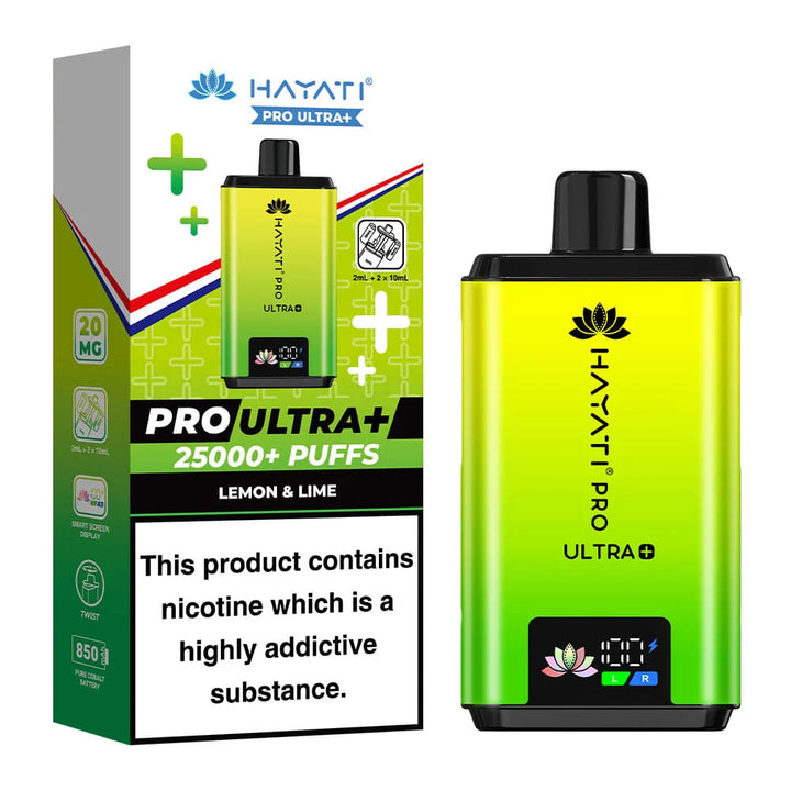 Hayati Pro Ultra Plus 25000 puffs vape device Lemon & Lime Flavor 
