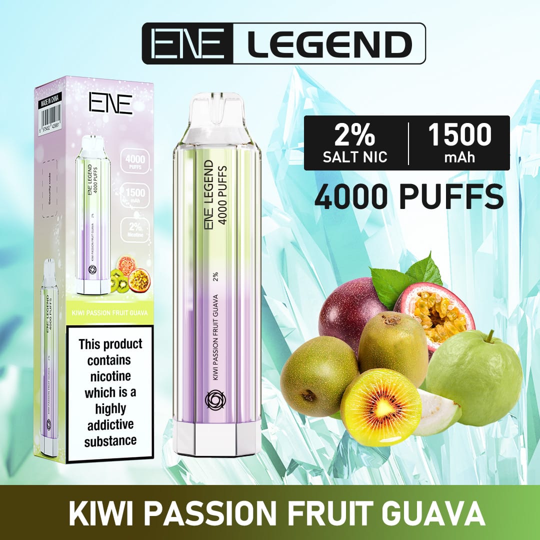 kiwi passion fruit guava elux ene legend 4000 disposable vape puffs