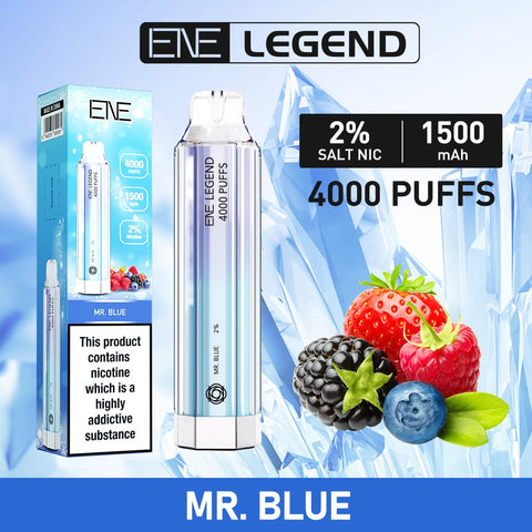 mr blue elux ene legend 4000 disposable vape puffs
