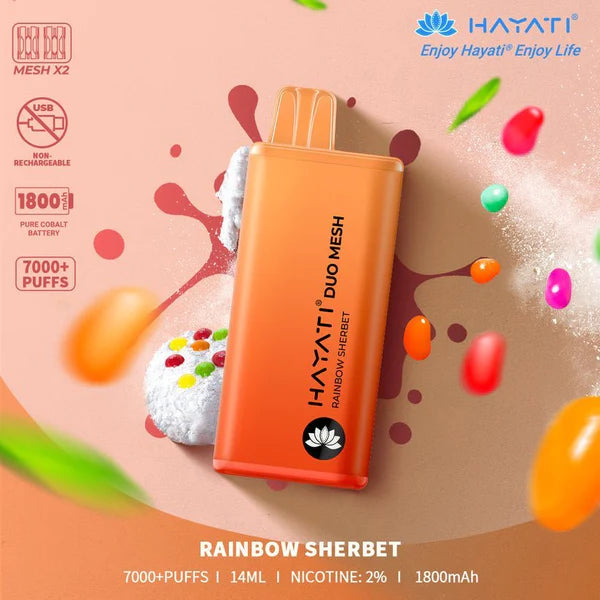 Rainbow Sherbet Hayati Duo Mesh 7000 Puff