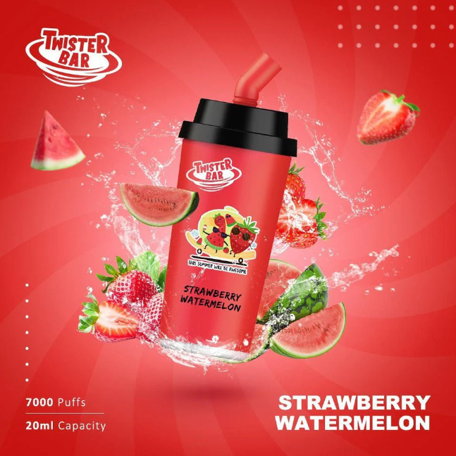 strawberry watermelon twister bar 7000 puffs disposable vape