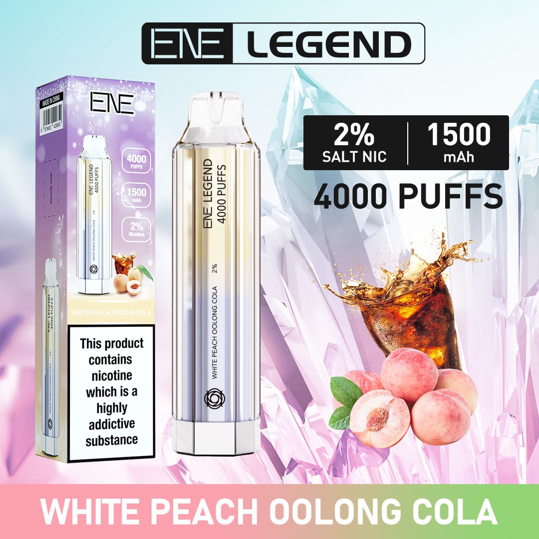 white peach oolong cola elux ene legend 4000 disposable vape puffs